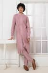 Buy_Darshika Menswear_Purple Cotton Silk Pintucked Kurta And Pyjama Set _at_Aza_Fashions