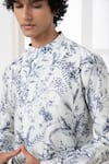 Buy_Darshika Menswear_White Chanderi Printed Wildflower Kurta And Pyjama Set _Online_at_Aza_Fashions