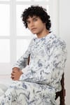 Shop_Darshika Menswear_White Chanderi Printed Wildflower Kurta And Pyjama Set _Online_at_Aza_Fashions