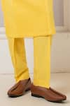 Darshika Menswear_Yellow Cotton Silk Crushed Pintucked Kurta And Pant Set _Online_at_Aza_Fashions