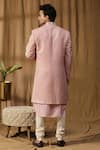 Shop_Kudrat Couture_Pink Silk Embroidered Dabka Sherwani Jacket Churidar Set _at_Aza_Fashions