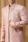 Shop_Kudrat Couture_Pink Silk Embroidered Dabka Sherwani Jacket Churidar Set _Online_at_Aza_Fashions