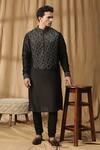 Kudrat Couture_Black Chanderi Silk Embroidered Gota Zari Kurta And Churidar Set _Online_at_Aza_Fashions