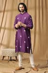 Buy_Kudrat Couture_Purple Chanderi Silk Embroidered Pearl Kurta And Churidar Set _at_Aza_Fashions