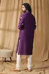 Shop_Kudrat Couture_Purple Chanderi Silk Embroidered Pearl Kurta And Churidar Set _at_Aza_Fashions