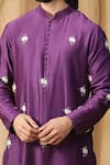 Kudrat Couture_Purple Chanderi Silk Embroidered Pearl Kurta And Churidar Set _at_Aza_Fashions