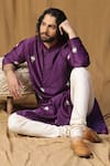 Buy_Kudrat Couture_Purple Chanderi Silk Embroidered Pearl Kurta And Churidar Set 