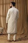 Shop_Kudrat Couture_Off White Silk Embroidered Thread Kurta And Pant Set _at_Aza_Fashions