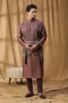 Buy_Kudrat Couture_Purple Chanderi Silk Embroidered Dori Lehar Panel Kurta And Churidar Set _at_Aza_Fashions