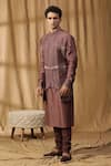 Kudrat Couture_Purple Chanderi Silk Embroidered Dori Lehar Panel Kurta And Churidar Set _Online_at_Aza_Fashions