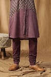 Buy_Kudrat Couture_Purple Chanderi Silk Embroidered Moti Panel Kurta And Churidar Set _Online_at_Aza_Fashions