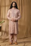 Buy_Kudrat Couture_Pink Silk Embroidered Zardosi Ruuh Rose Kurta And Salwar Set _at_Aza_Fashions