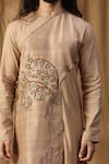 Buy_Kudrat Couture_Beige Silk Embroidered Cutdana Buddha Asymmetric Panel Kurta And Pant Set 