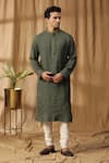 Buy_Kudrat Couture_Green Cotton Textured Kurta And Churidar Set _at_Aza_Fashions