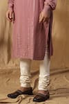 Buy_Kudrat Couture_Pink Cotton Embroidered Zari Resham Anchored Kurta And Churidar Set _Online_at_Aza_Fashions