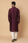 Shop_Kudrat Couture_Maroon Raw Silk Plain Pleated Panelled Kurta Set _at_Aza_Fashions