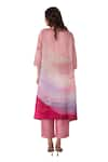 Buy_Clos_Pink Handloom Printed Floral Mandarin Kaftan And Pant Set 