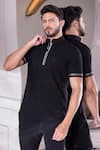 Buy_AMIT ARORA_Black Poly-knit Textured Threadwork Knitted T-shirt _at_Aza_Fashions