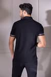 Shop_AMIT ARORA_Black Poly-knit Textured Threadwork Knitted T-shirt _at_Aza_Fashions