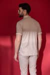 Shop_AMIT ARORA_Beige Poly-knit Textured Threadwork Straight T-shirt _at_Aza_Fashions