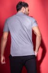 Shop_AMIT ARORA_Grey Poly-knit Knitted Threadwork Half Sleeve T-shirt _at_Aza_Fashions