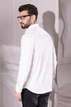 Shop_AMIT ARORA_White Cotton Knit Threadwork Tiger Shirt _at_Aza_Fashions