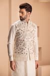 Buy_AMIT ARORA_Cream Banarasi Silk Embroidery Gullista Bundi Kurta Set _Online_at_Aza_Fashions