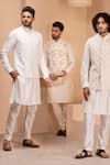 AMIT ARORA_Cream Banarasi Silk Embroidery Gullista Bundi Kurta Set _at_Aza_Fashions