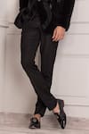 Buy_AMIT ARORA_Black Velvet Embroidery Cutdana Swerve Embellished Tuxedo With Trouser _Online_at_Aza_Fashions