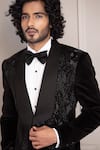 Buy_AMIT ARORA_Black Velvet Embroidery Cutdana Swerve Embellished Tuxedo With Trouser 