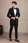 Buy_AMIT ARORA_Black Knit Embroidery Cutdana Celeste Embellished Tuxedo With Trouser _at_Aza_Fashions