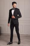 Buy_AMIT ARORA_Black Knit Embroidery Cutdana Astral Embellished Tuxedo With Trouser _at_Aza_Fashions