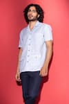 AMIT ARORA_Blue Linen Patch Pocket Detailed Safari Shirt _Online_at_Aza_Fashions