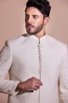 Buy_AMIT ARORA_Cream Pant Cotton Hand Embroidered Floral Sherwani With _Online_at_Aza_Fashions