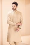 Buy_AMIT ARORA_Beige Linen Embroidered Dori Kurta With Aligadhi _Online_at_Aza_Fashions