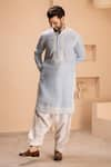 Buy_AMIT ARORA_Sky Blue Linen Embroidered Dori Kurta With Salwar _at_Aza_Fashions