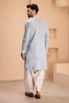 Shop_AMIT ARORA_Sky Blue Linen Embroidered Dori Kurta With Salwar _at_Aza_Fashions