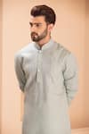 AMIT ARORA_Green Linen Embroidered Zari Tonal Kurta With Aligadhi _Online_at_Aza_Fashions