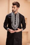 Buy_AMIT ARORA_Black Linen Embroidered Zari Kurta With Salwar _Online_at_Aza_Fashions