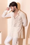 Buy_AMIT ARORA_Cream Cotton Crochet Short Shirt Kurta _at_Aza_Fashions