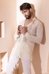 AMIT ARORA_Cream Cotton Crochet Short Shirt Kurta _Online_at_Aza_Fashions