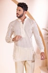 Buy_AMIT ARORA_Cream Cotton Crochet Short Kurta _at_Aza_Fashions