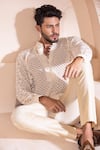 Buy_AMIT ARORA_Cream Cotton Crochet Short Kurta _Online_at_Aza_Fashions