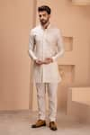 Buy_AMIT ARORA_Cream Silk Embroidered Crochet Kurta _at_Aza_Fashions