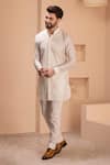 Buy_AMIT ARORA_Cream Silk Embroidered Crochet Kurta _Online_at_Aza_Fashions