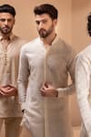 AMIT ARORA_Cream Silk Embroidered Crochet Kurta _at_Aza_Fashions