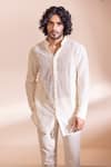 AMIT ARORA_Cream Cotton Crochet Short Shirt Kurta _Online_at_Aza_Fashions