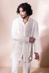 Buy_AMIT ARORA_Cream Cotton Crochet Short Shirt Kurta _Online_at_Aza_Fashions