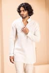 Buy_AMIT ARORA_Cream Silk Embroidered Crochet Short Kurta _Online_at_Aza_Fashions