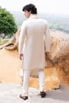 Shop_AMIT ARORA_Cream Sherwani And Churidar Poly Knit Hand Solid Set With Lakhnawi Stole _at_Aza_Fashions